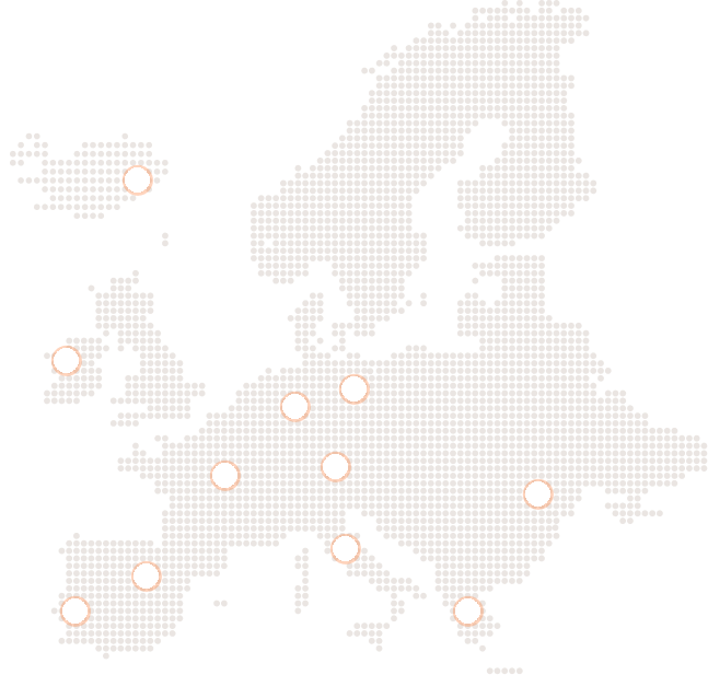 Map of our branches in Europe